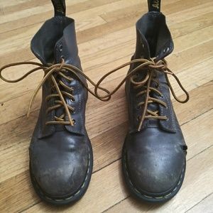VERY well-loved grey Dr. Martins boots